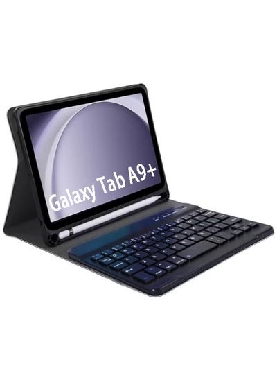 Buy Keyboard Case for Samsung Galaxy Tab A9 Plus/A9+ 5G 11 Inch 2023 Model (SM-X210/X216/X218) Slim Lightweight Stand Cover with Magnetically Detachable Wireless Bluetooth Keyboard in UAE