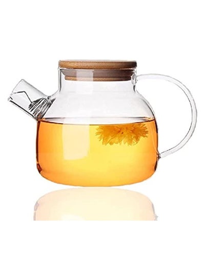 اشتري طقم إبريق شاي زجاجي مقاوم للحرارة شفاف 1000مل في السعودية