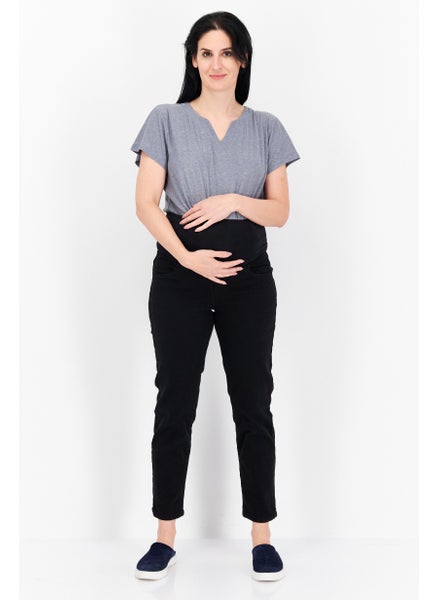 Buy Maternity Plain Stretchable Jeans, Black in UAE