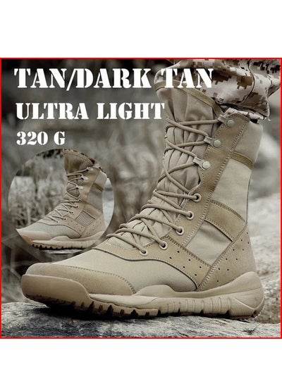 Buy 1-Pair Ultra Light Waterproof Fabric Breathable Combat Boots,Men's Outdoor Desert Boots Shoes,Mesh Light Military Fans Shoes in UAE