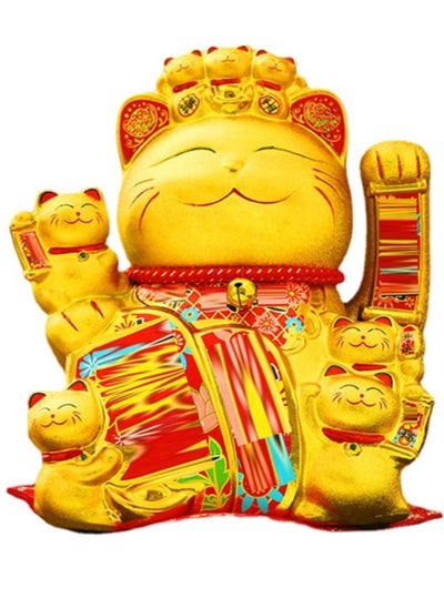 Buy Golden Welcoming Cat for Home Office Display Gift for Friends or Colleagues 19.5x15.5x21.5cm in UAE