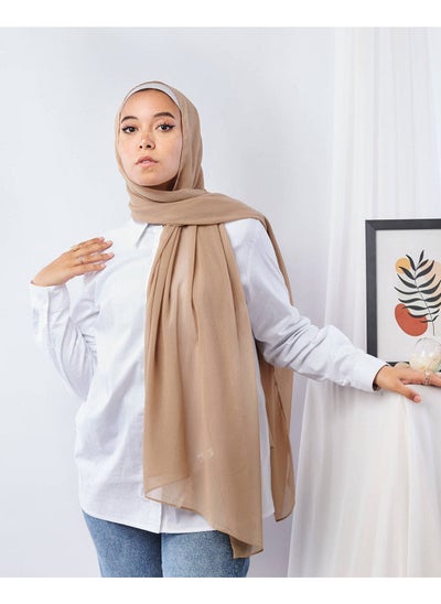 Buy Plain Wide Crinckled Chiffon Oat Beige For Women in Egypt