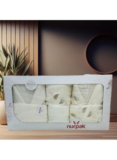 Buy NURPAK BAMBOO FAMILY BATHROBE SET -Turkish Luxurios Family Bathrobe Set Include 2pcs Bathrobes,2 pcs Towel Size 70*140, 2pcs Soap ,2pcs Towel 50*90,Comes in attractive gift box in UAE