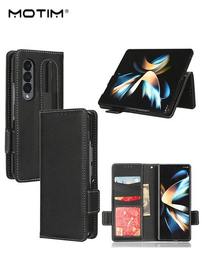 Buy Phone Case Compatible with Samsung Galaxy Z Fold 4, Flip Leather Z Fold 4 Wallet Case with Pen Slot/Kickstand/Wallet, Shockproof Protective Galaxy Z Fold 4 Cover in UAE