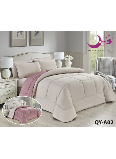 Buy Comforter Set Bedspread 6 Pieces Medium Filling Two Sides Microfiber 230x250 cm in Saudi Arabia