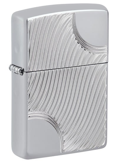 Buy Zippo AE184964 167 Angled Curves Armor High Polish Chrome Windproof Lighter in UAE