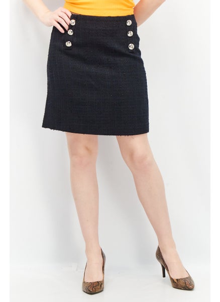 Buy Women Regular Fit Textured Mini Skirt, Navy in UAE