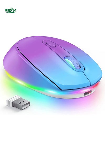 اشتري jomaa jomaa recargeable mouse mouse portable 2.4g اللاسلكي الفأر LED أضواء قوس قزح هادئة انقر فوق الفئران لجهاز الكمبيوتر المحمول في السعودية