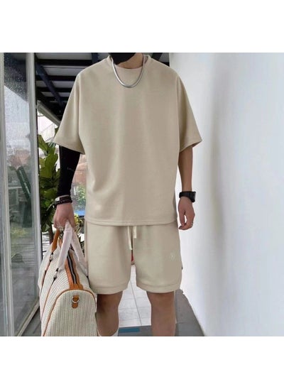 اشتري 1 x 5 pcs 2024 Mens Waffle Summer Casual Set Khaki في السعودية