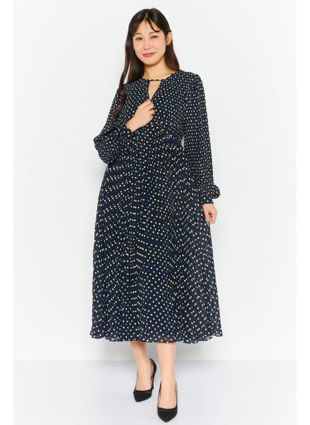 Buy Women Allover Print Midi Dress, Navy Combo in UAE