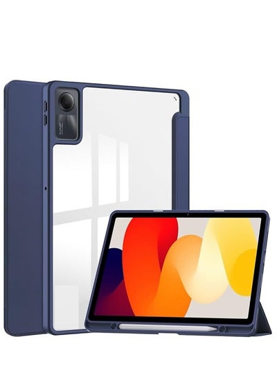 Buy 2023 Released Redmi Pad SE 11" Case, Clear Back Transparent with Pen Holder, Redmi Pad se Cover, Tablet Case with Auto Sleep Function, Trifold Stand, Shockproof, Lightweight (Redmi Pad SE, Blue in Egypt