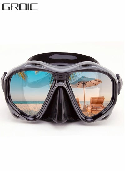 اشتري Snorkel Diving Mask, Panoramic HD Swim Mask, Anti-Fog Scuba Diving Goggles, Silicone Skirt Tempered Glass Dive Mask Adult Youth Swim Goggles with Nose Cover for Diving, Snorkeling, Swimming في السعودية