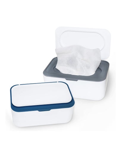 Buy Wipes Dispenser, Tissue Box Holder Cover, Baby Diaper Wipes Case with Lids, Wipe Holder for Baby & Adult, Wipe Container with Sealing Design, Keeps Wipes Fresh Non-Slip, Easy Open/ Close 2Pcs in UAE