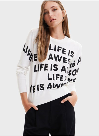 Buy Slogan Crew Neck Sweatshirt in UAE