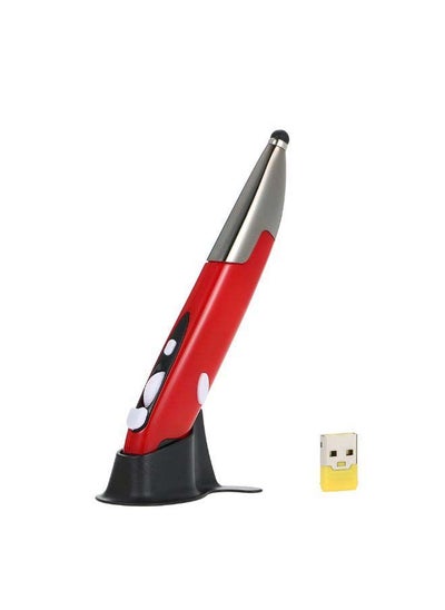 Buy Wireless Optical Touch-Pen Mouse With Receiver And Stand Red/Black/Silver in UAE