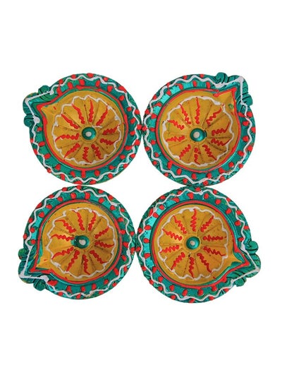 Buy Fancy Deepak Diya 4 Piece Multicolour 7cm in UAE