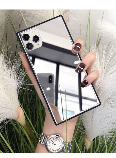 Buy Square for iPhone 12 Pro Max Mirror Case, Luxury Glass Glossy Mirror Shockproof Smooth Hard with Soft Silicone Bumper TPU Frame Compatible 6.7 inch in UAE