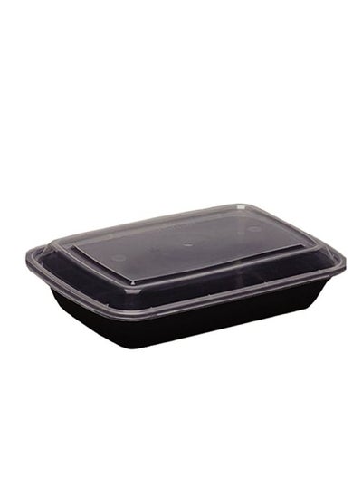 Buy Microwave Container Black Rectangular With Lid 28 Ounces Pack of 24 Pieces. in UAE