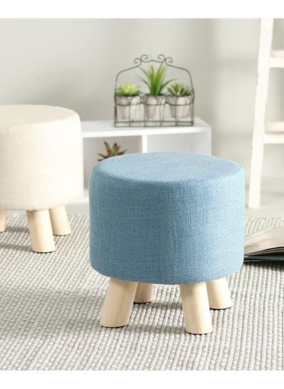 اشتري Round Ottoman Foot Rest Stool Pouf Footstool Chair Change Shoe Chair Round Small Bench Round Shaped Wooden Feet Comfortable Multipurpose Stool في الامارات