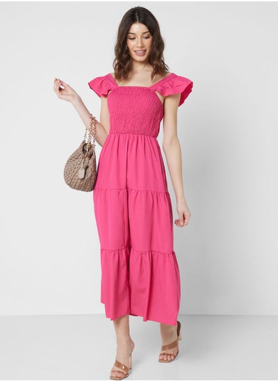 اشتري Tiered Dress With Baby Ruffled Sleeve في الامارات