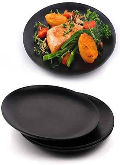 Buy Black Dinner Plates Set Of 4, Kitchen Plates, Matte Black Plates, Modern Dinner Plates, Dishwasher Safe Plates, Unbreakable Dinnerware, Bamboo Fiber, 10 Inch, Lightweight, Sustainable, Microwavable in UAE