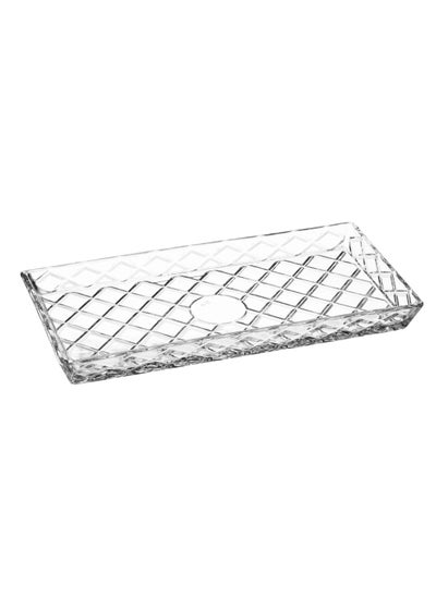 Buy Rectangular glass serving plate with squares 27*14 cm in Saudi Arabia