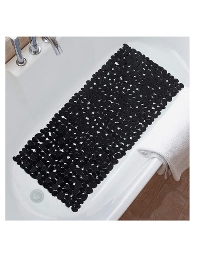 Buy Non-Slip Bathtub Mat PVC Shower Mat Anti-Slip Pebbles Bath Mat with Suction Cups and Drain Holes for Kitchen Balcony Bathroom Shower, Bathtub (Black) in UAE