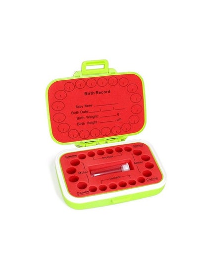 Buy Baby Tooth Box Kids Keepsake Organizer Pp Cute Children Tooth Fetal Hair Container With English Mark Green And Red in Saudi Arabia