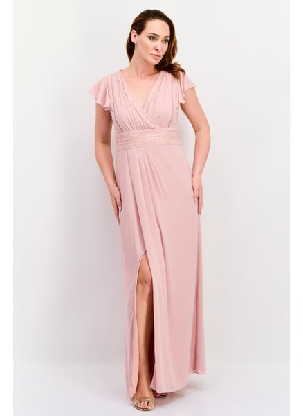 Buy Women Bridesmaid Textured Maxi Dress, Dusty Pink in UAE