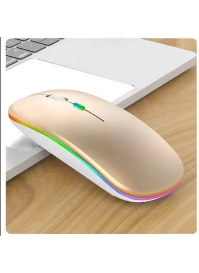 اشتري Glowing Silent Mouse for Apple Luminous 2 .. 4G Bluetooth Dual Mode Wireless Mouse Tuhao Gold في السعودية