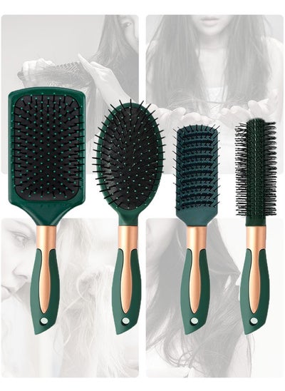 Buy 4Pcs Hair Brush Comb Set Hair Massage Comb with Detangling Nylon Pins Cushion Hair Combs for Men Women in Saudi Arabia