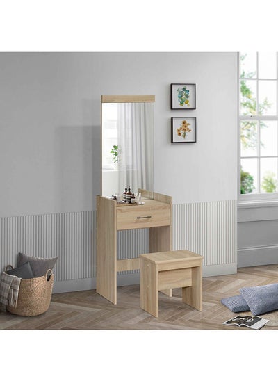 Buy Oasis 1-Drawer Dresser With Mirror And Stool 162x48.7x40 cm in Saudi Arabia