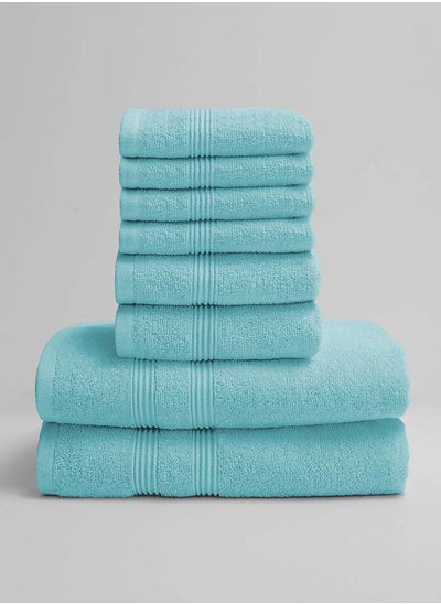 اشتري 8 Pieces Set by La'Marvel Turquoise 550 GSM 100% Cotton Luxury Home Towels في السعودية