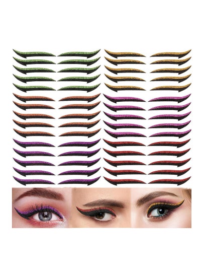 Buy 30 Pairs Reusable Eyeliner and Eyelash Stickers, Glitter Eyeliner Stickers Makeup Double Eyelid Tape Reusable Self-Adhesive Eye Line Strip Sticker Instant Eye Makeup Tool Waterproof in UAE