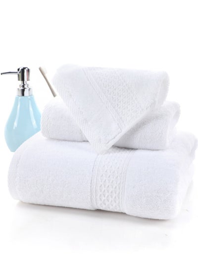 Buy 3 Piece Premium Cotton Towel Set 1 Face Washcloth, 1 Hand Towel, 1 Bath Towel, Quick Dry, Breathable & Highly Absorbent Towels, Ultra Soft Towels Ideal for Daily Use White in UAE