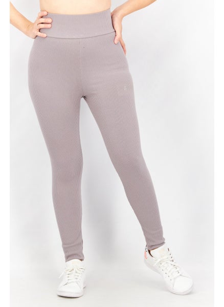 اشتري Women Sportswear Fit Full Length Brand Logo Leggings, Grey في الامارات