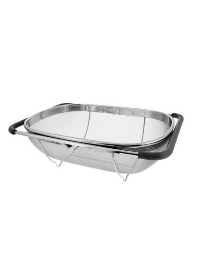 Buy Stainless Steel Oval Strainer with Fine Mesh Strainer Basket and Extendable Rubber Handles - Draining and Rinsing Fruits and Vegetables in Egypt