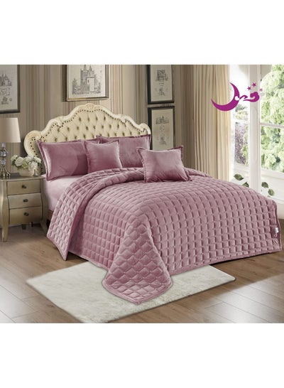 Buy Soft velvet double duvet cover set, 6 pieces, compressed filling, size 220 by 240 cm in Saudi Arabia