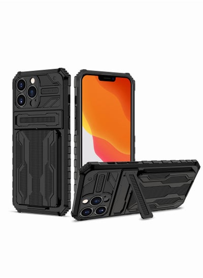 اشتري Armor Case for iPhone 14/14 Pro/14 Plus/14 Pro Max Military Grade Heavy Duty Shockproof Protective Phone Case Kickstand Cover with Hidden Card Slot في الامارات