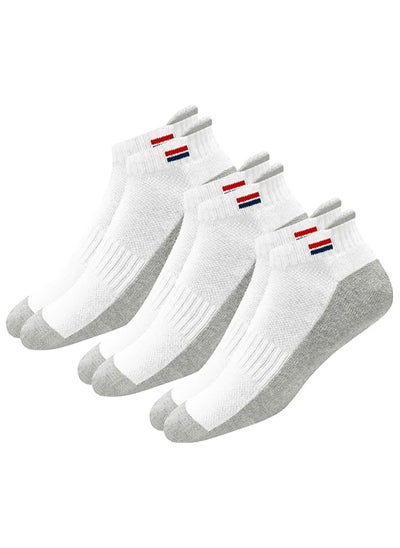 Buy NAVYSPORT Men's Low Cut Athletic Cotton Cushion Ankle Socks with Sports Tab for Running, Gym, Training, Casual Wear, Pack of 3 (Free Size, White) in UAE