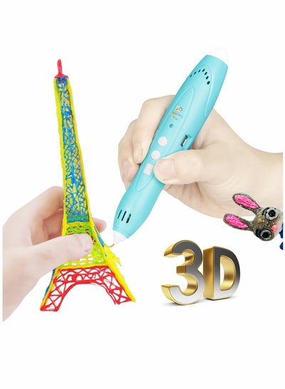 اشتري 3D Pen for Kids Aged 4+, 3D Printing Pen for 3D Thinking Training, Wireless 3D Pen with 2 Feeding Speeds, Built-in Rechargeable Battery, 1.75cm PCL Filament is Included في الامارات