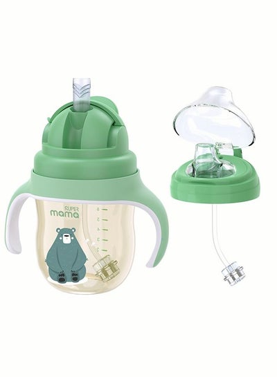 Buy PPSU Baby Sippy Cup Boys and Girls Toddler Straw Cups Kids Water Bottle Spill Proof for School Outdoor Or Indoor BPA Free Easy To Hold Green 266ml in Saudi Arabia