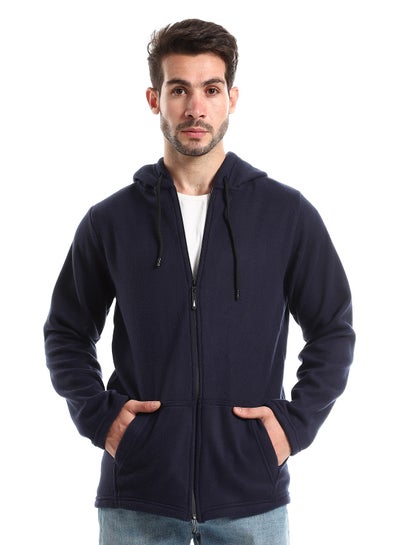 Buy Zipper Through Pocket Navy Blue Sweatshirt in Egypt