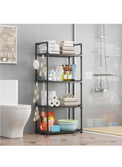 Buy 4-Tier Storage Shelf Organizer for Kitchen Bathroom Shelves Garage Home Pantry Closet Office.Multi Rack Stand Units with Hooks and Handle for Jar and Bottles in UAE