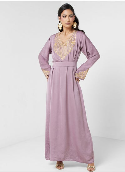 اشتري Embroidered Belted Jalabiya في الامارات