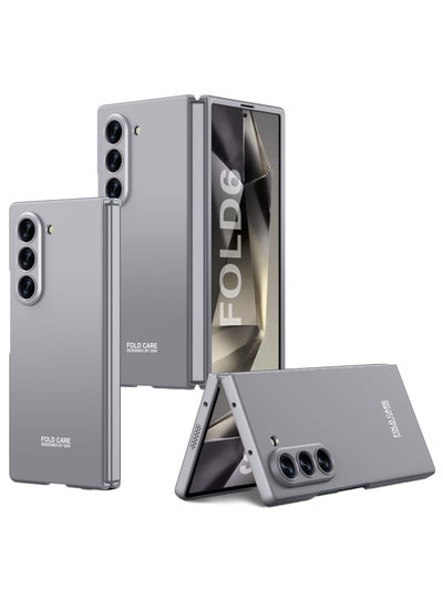 Buy Stylish Slim Case Compatible with Samsung Galaxy Z Fold 6 , Matte Polycarbonate Ultra-Thin, Full-Cover Hard Shell Protective Cover - Grey in UAE