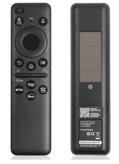 Buy New BN59-01432A Solar Voice Replacement Remote for Samsung Neo QLED 8K HDR Smart TVs – Featuring 4 customizable shortcut buttons for quick access. Designed for convenience, it includes solar charging and voice control capabilities in a sleek black finish. in UAE