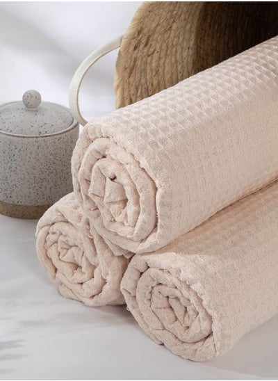 Buy Spa Waffle Terry Reversible Bath Towel, Rose - 500 GSM, 70x140 cm in UAE