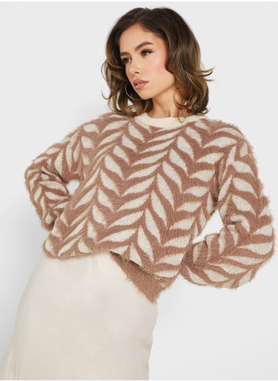 Buy Printed Round Neck Sweater in UAE