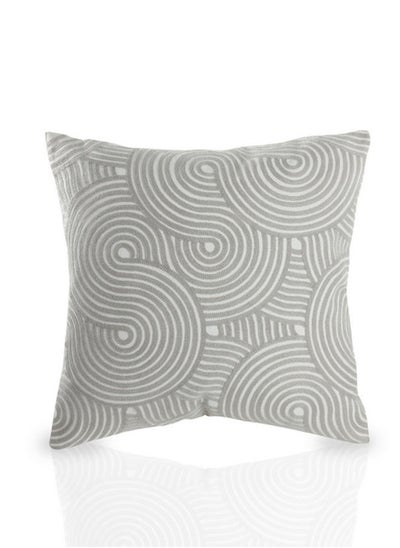 اشتري Embroidered Geo Cushion Cover -Silver And Natural, Polyester, 45 X 45 Cms, 1-Piece في الامارات